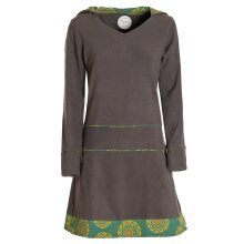 Vishes Fleecekleid Damen Kapuze Langarm Mandala Saum...