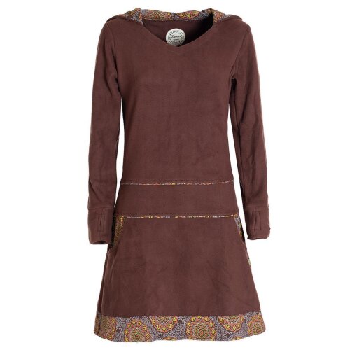 Vishes - Extra warmes Winterkleid Damen Pullover-Kleid Sweatkleid Eco-Fleece braun 40