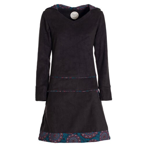 Vishes - Extra warmes Winterkleid Damen Pullover-Kleid Sweatkleid Eco-Fleece schwarz 42