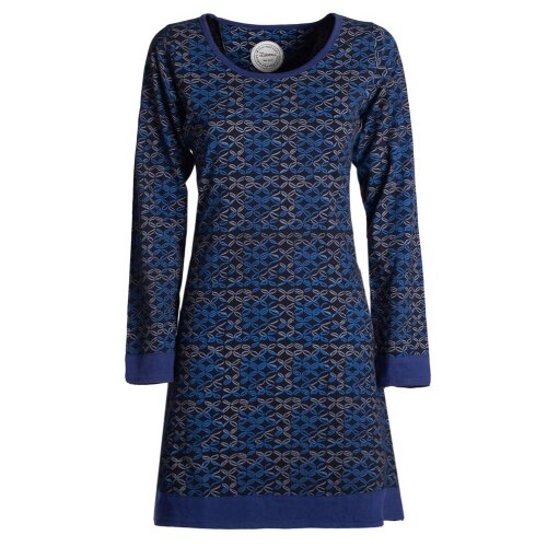 Vishes - Leichtes Langarmshirt-Kleid Damen Langarm Kleider 70er 80er retro schwarz-blau 40