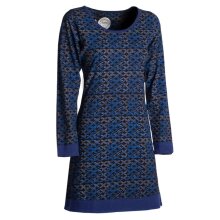 Vishes - Leichtes Langarmshirt-Kleid Damen Langarm Kleider 70er 80er retro schwarz-blau 44