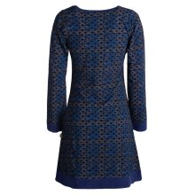 Vishes - Leichtes Langarmshirt-Kleid Damen Langarm Kleider 70er 80er retro schwarz-blau 46