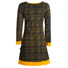 Vishes - Leichtes Langarmshirt-Kleid Damen Langarm Kleider 70er 80er retro schwarz-gelbgrün 46