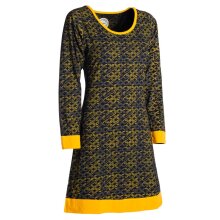 Vishes - Leichtes Langarmshirt-Kleid Damen Langarm Kleider 70er 80er retro schwarz-gelbgrün 46