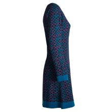 Vishes - Leichtes Langarmshirt-Kleid Damen Langarm Kleider 70er 80er retro schwarz-türkis 36