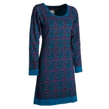 Vishes - Leichtes Langarmshirt-Kleid Damen Langarm Kleider 70er 80er retro schwarz-türkis 36