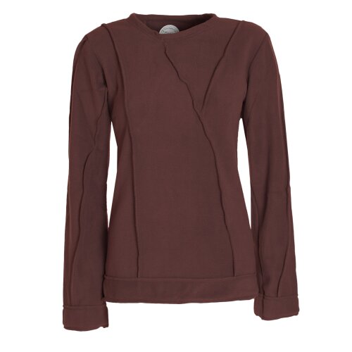 Vishes - Damen warmer Winterpullover Fleecepullover Eco-Fleece braun 40