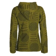 Vishes - Damen-Jacke Blume des Lebens Sweatjacke Hippie-Jacke Kapuzen-Jacke olive 38-40