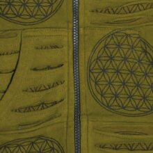 Vishes - Damen-Jacke Blume des Lebens Sweatjacke Hippie-Jacke Kapuzen-Jacke olive 42