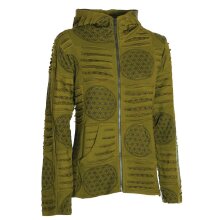 Vishes - Damen-Jacke Blume des Lebens Sweatjacke Hippie-Jacke Kapuzen-Jacke olive 42