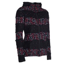 Vishes - Damen-Jacke Blumen Patch-Sweatjacke Hippie-Jacke Kapuzenjacke schwarz 48-50
