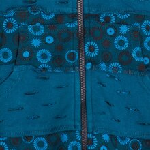 Vishes - Damen-Jacke Blumen Patch-Sweatjacke Hippie-Jacke Kapuzenjacke türkis 38