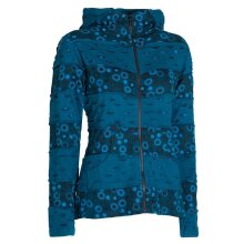 Vishes - Damen-Jacke Blumen Patch-Sweatjacke Hippie-Jacke Kapuzenjacke türkis 38