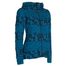 Vishes - Damen-Jacke Blumen Patch-Sweatjacke Hippie-Jacke Kapuzenjacke türkis 38