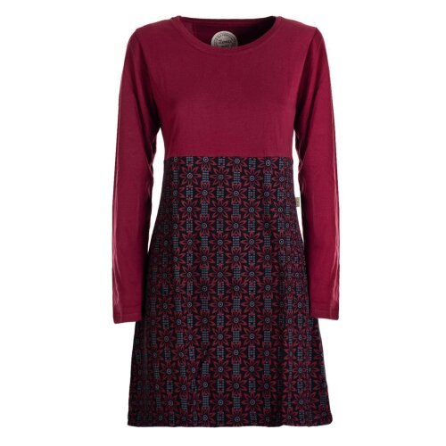 Vishes - Damen Langarm Longshirt-Kleid Sweatkleid Tunika-Kleid Shirt-Kleid dunkelrot 42-44