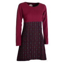 Vishes - Damen Langarm Longshirt-Kleid Sweatkleid Tunika-Kleid Shirt-Kleid dunkelrot 42-44