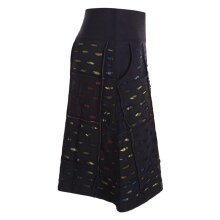 Vishes Damen knielanger Rock Baumwolle Cutwork Design A-Linie elastischer Bund schwarz 44