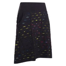 Vishes Damen knielanger Rock Baumwolle Cutwork Design A-Linie elastischer Bund schwarz 44