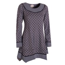 Vishes - Langarm Damen Tunika Shirt-Kleid Ethno Zipfel-Bluse Blusenkleid grau 38