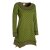 Vishes - Langarm Damen Tunika Shirt-Kleid Ethno Zipfel-Bluse Blusenkleid olive 54