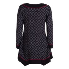 Vishes - Langarm Damen Tunika Shirt-Kleid Ethno Zipfel-Bluse Blusenkleid schwarz 40