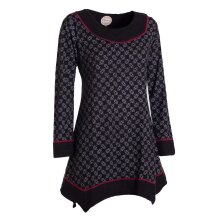 Vishes - Langarm Damen Tunika Shirt-Kleid Ethno Zipfel-Bluse Blusenkleid schwarz 40