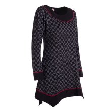 Vishes - Langarm Damen Tunika Shirt-Kleid Ethno Zipfel-Bluse Blusenkleid schwarz 40