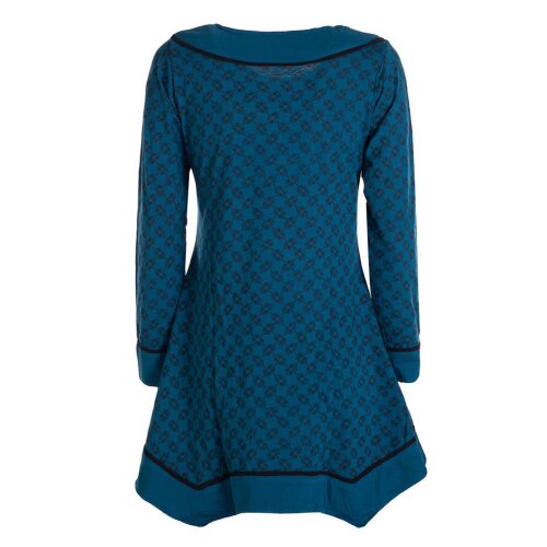 Vishes - Langarm Damen Tunika Shirt-Kleid Ethno Zipfel-Bluse Blusenkleid türkis 52