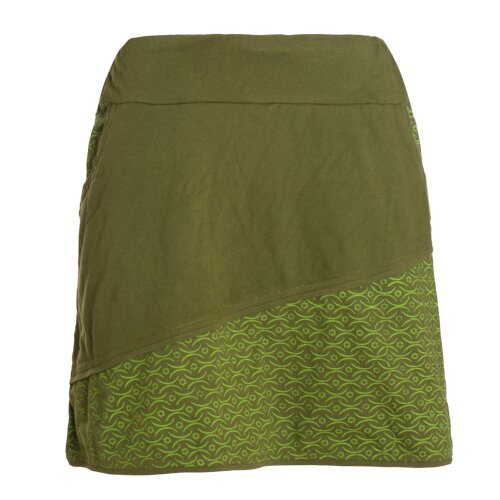 Vishes Damen A-Linie Rock Baumwolle uni einfacher Schnitt mit Taschen olive 34-36