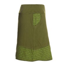 Vishes Damen A-Linie Rock Baumwolle uni einfacher Schnitt mit Taschen olive 38-40