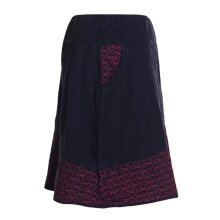 Vishes Damen A-Linie Rock Baumwolle uni einfacher Schnitt mit Taschen schwarz-dunkelrot 34-36