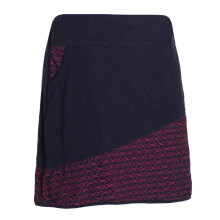 Vishes Damen A-Linie Rock Baumwolle uni einfacher Schnitt mit Taschen schwarz-dunkelrot 34-36