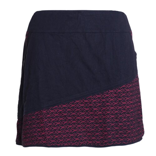 Vishes Damen A-Linie Rock Baumwolle uni einfacher Schnitt mit Taschen schwarz-dunkelrot 48