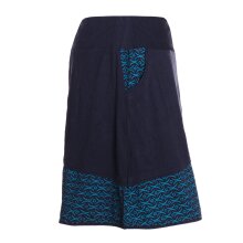 Vishes Damen A-Linie Rock Baumwolle uni einfacher Schnitt mit Taschen schwarz-türkis 38-40