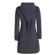 Vishes -  Damen lange Fleecejacke Hippiemantel Übergangsjacke Zipfelkapuze grau 48