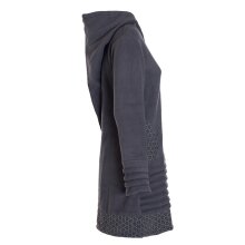 Vishes -  Damen lange Fleecejacke Hippiemantel Übergangsjacke Zipfelkapuze grau 48