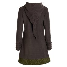 Vishes -  Damen lange Fleecejacke Hippiemantel Übergangsjacke Zipfelkapuze olive 38-40