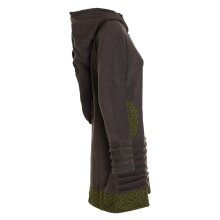 Vishes -  Damen lange Fleecejacke Hippiemantel Übergangsjacke Zipfelkapuze olive 38-40