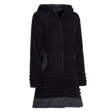 Vishes -  Damen lange Fleecejacke Hippiemantel Übergangsjacke Zipfelkapuze schwarz 34