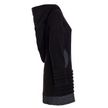 Vishes -  Damen lange Fleecejacke Hippiemantel Übergangsjacke Zipfelkapuze schwarz 46-48