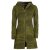 Vishes - Damen lange warme Jacke Hippiemantel Zipfel Kapuzenmantel olive 40