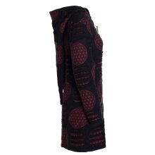 Vishes - Damen lange warme Jacke Hippiemantel Zipfel Kapuzenmantel schwarz-dunkelrot 36-38