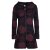 Vishes - Damen lange warme Jacke Hippiemantel Zipfel Kapuzenmantel schwarz-dunkelrot 42