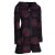 Vishes - Damen lange warme Jacke Hippiemantel Zipfel Kapuzenmantel schwarz-dunkelrot 42