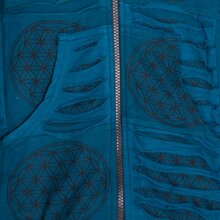 Vishes - Damen lange warme Jacke Hippiemantel Zipfel Kapuzenmantel türkis 38