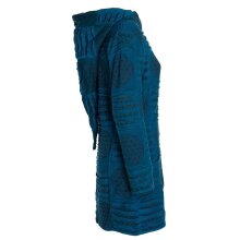 Vishes - Damen lange warme Jacke Hippiemantel Zipfel Kapuzenmantel türkis 38