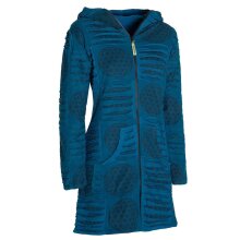 Vishes - Damen lange warme Jacke Hippiemantel Zipfel Kapuzenmantel türkis 38