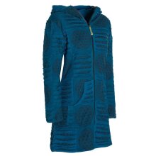 Vishes - Damen lange warme Jacke Hippiemantel Zipfel Kapuzenmantel türkis 38