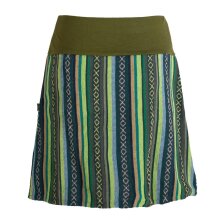 Vishes - Damen Sommerrock kurz Minirock Röcke Ethno-Style Gestreift olive 32-34