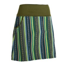 Vishes - Damen Sommerrock kurz Minirock Röcke Ethno-Style Gestreift olive 36